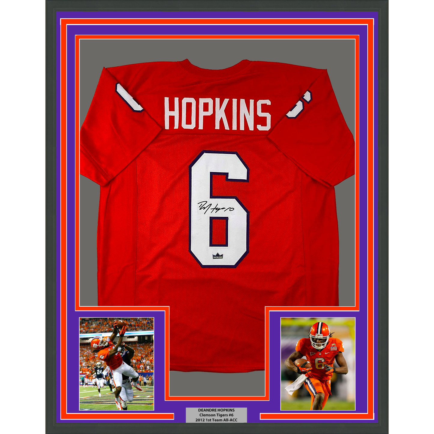 Framed Facsimile Autographed DeAndre Hopkins 35x39 Clemson Orange Reprint Laser Auto College Football Jersey