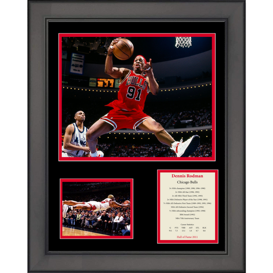 Framed Dennis Rodman Hall of Fame Basketball 11"x14" Three Photo Collage
