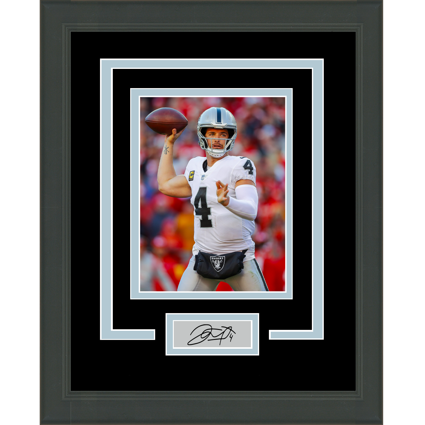 Framed Derek Carr Facsimile Laser Engraved Signature Auto Las Vegas Raiders 11x14 Football Photo