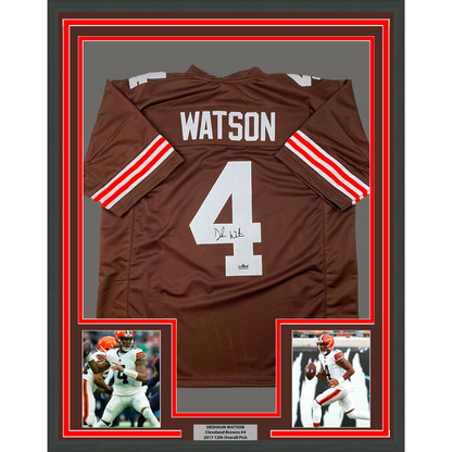 Framed Facsimile Autographed Deshaun Watson 35x39 Cleveland Brown Reprint Laser Auto Football Jersey