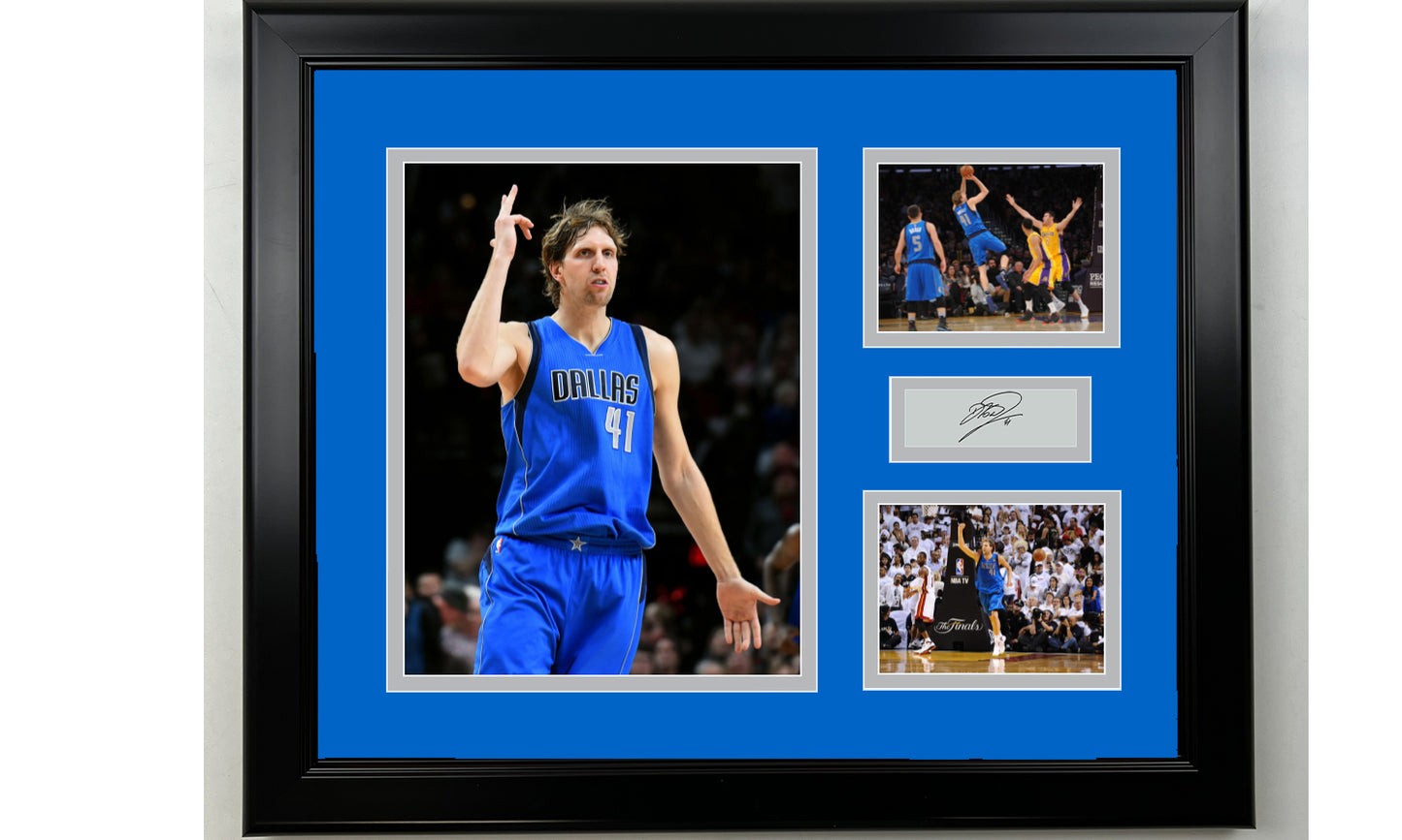 Framed Dirk Nowitzki Dallas Mavericks Facsimile Laser Engraved Signature Basketball 14x11 3 Photo Collage