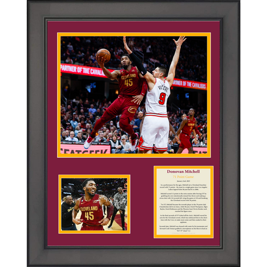 Framed Donovan Mitchell 71 Point Game Basketball Cleveland Cavaliers 11"x14" Three Photo Collage