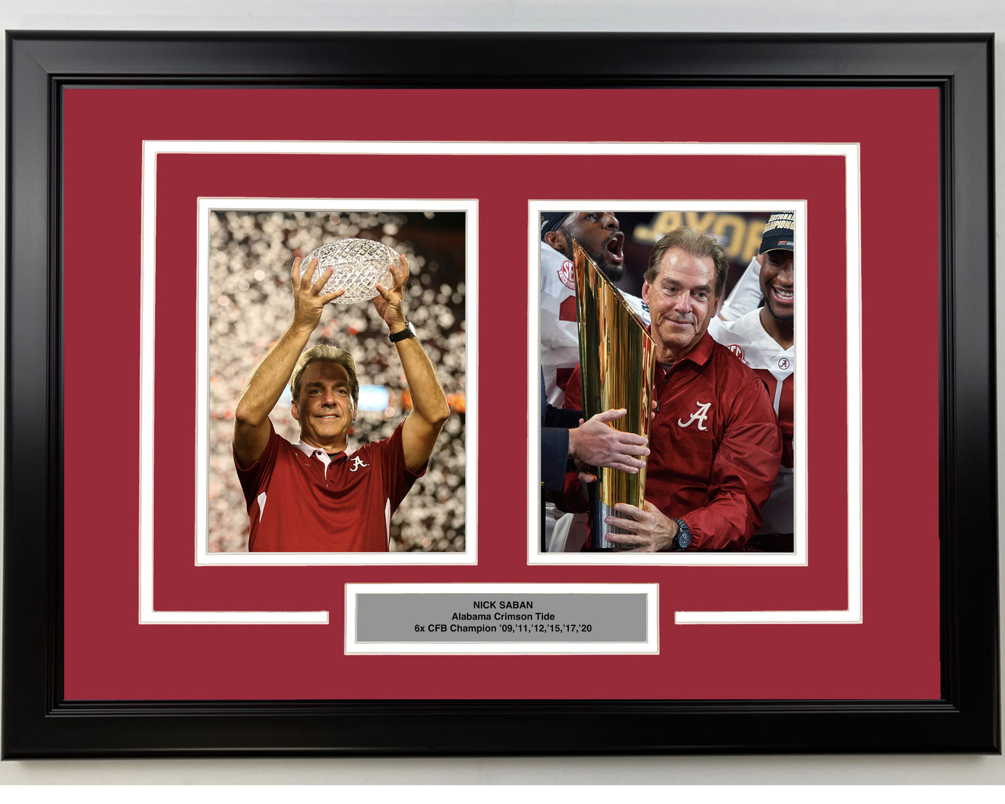 Framed Nick Saban Alabama Crimson Tide 17x23 Dual College Football Photo