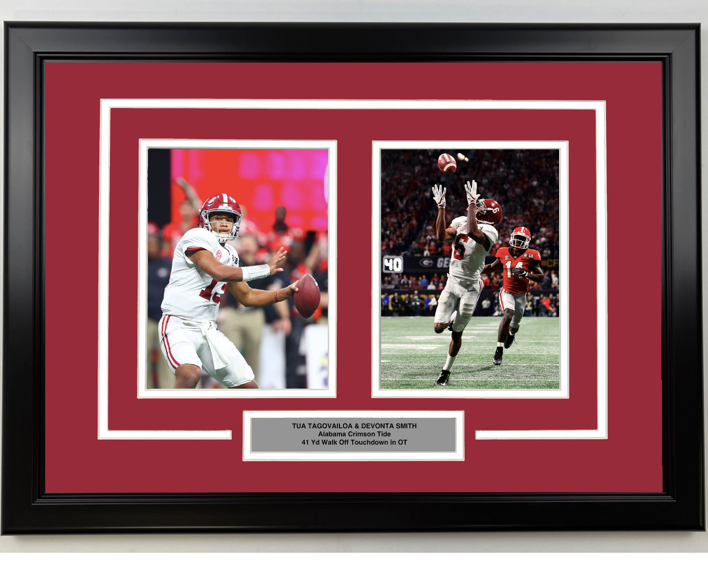 Framed Tua Tagovailoa and DeVonta Smith Alabama Crimson Tide 17x23 Dual College Football Photo