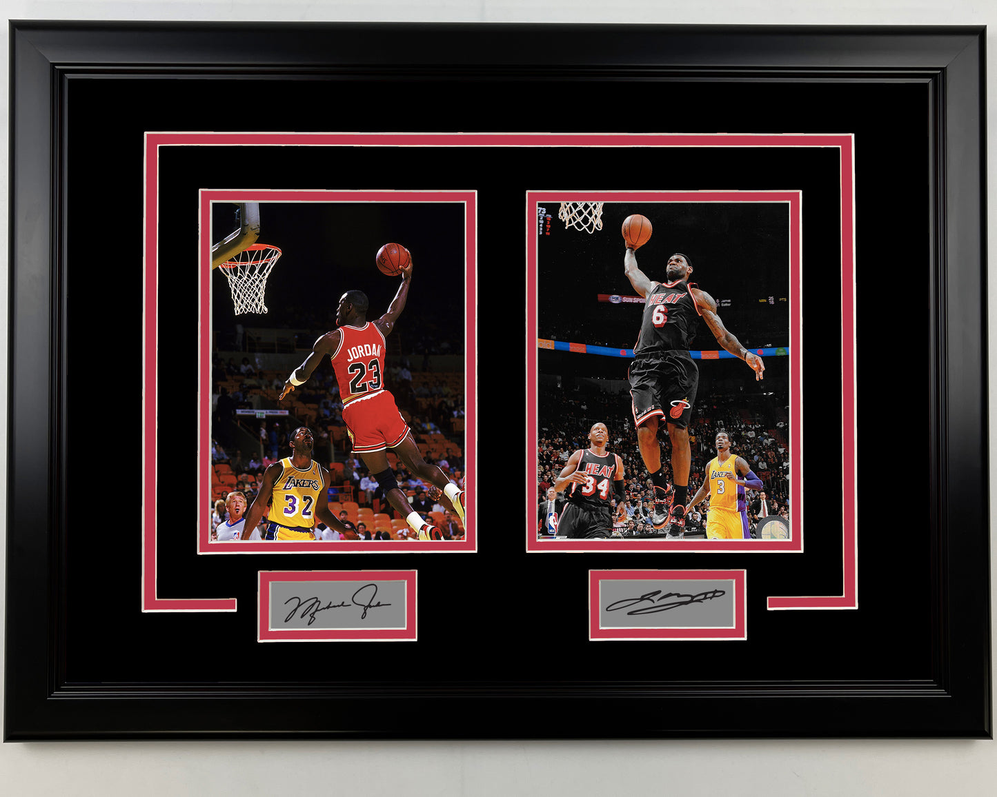 Michael Jordan and LeBron James Facsimile Laser Engraved Signatures 17x23 Dual Basketball Photo