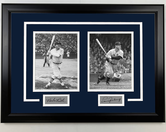 Framed Babe Ruth and Lou Gehrig Facsimile Laser Engraved Signatures New York Yankees 17x23 Dual Baseball Photo