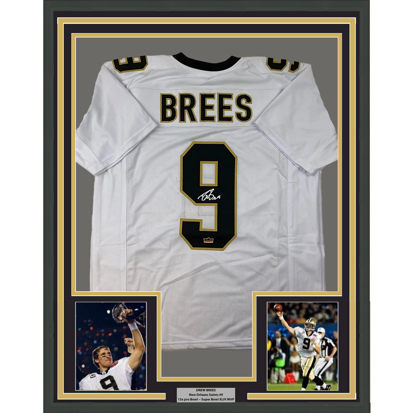 Framed Facsimile Autographed Drew Brees 35x39 New Orleans White Reprint Laser Auto Football Jersey