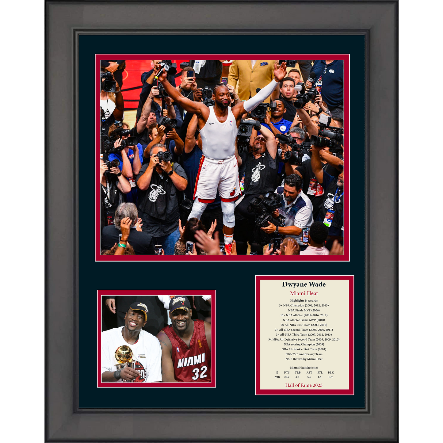 Framed Dwyane Wade Hall of Fame Miami Heat 11"x14" Basketball Three Photo Collage