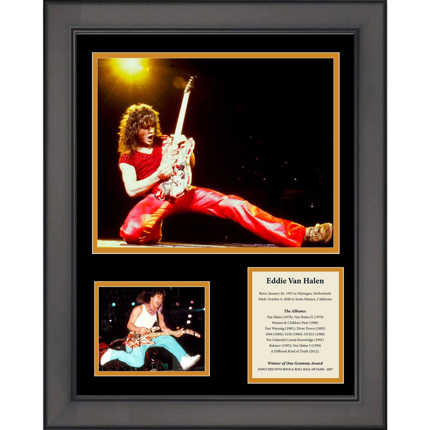 Framed Eddie Van Halen 11"x14" Music Three Photo Collage