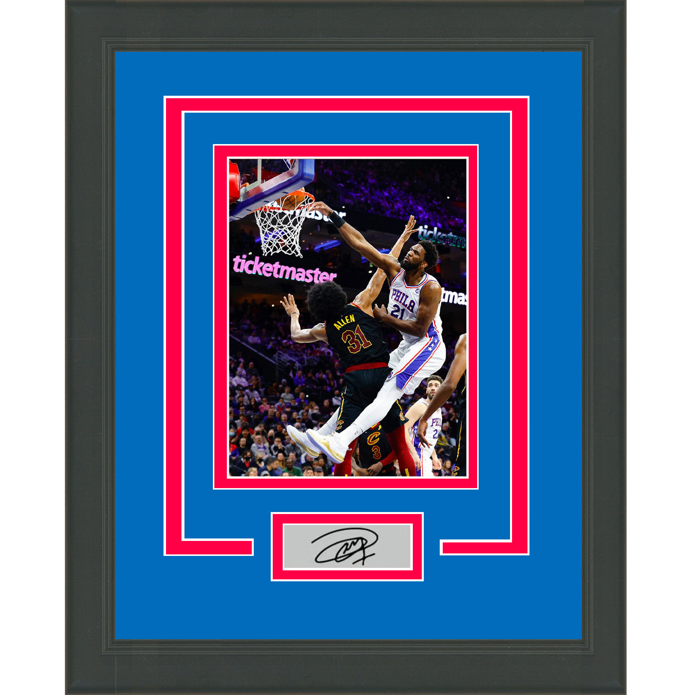 Framed Joel Embiid Facsimile Laser Engraved Signature Auto Philadelphia 76ers 11x14 Basketball Photo