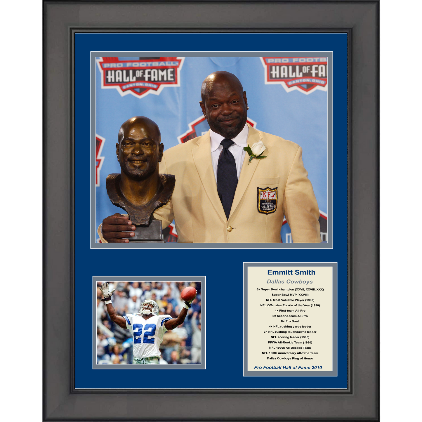 Framed Emmitt Smith Hall of Fame Dallas Cowboys Football 11"x14" Three Photo Collage