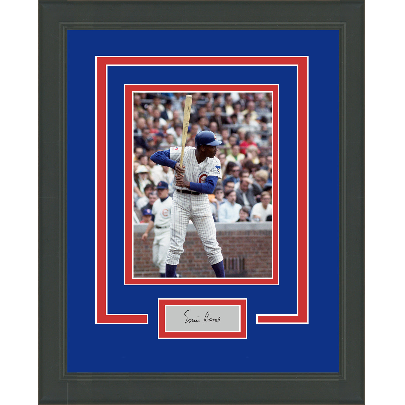 Framed Ernie Banks Facsimile Laser Engraved Signature Auto Chicago Cubs 11x14 Baseball Photo