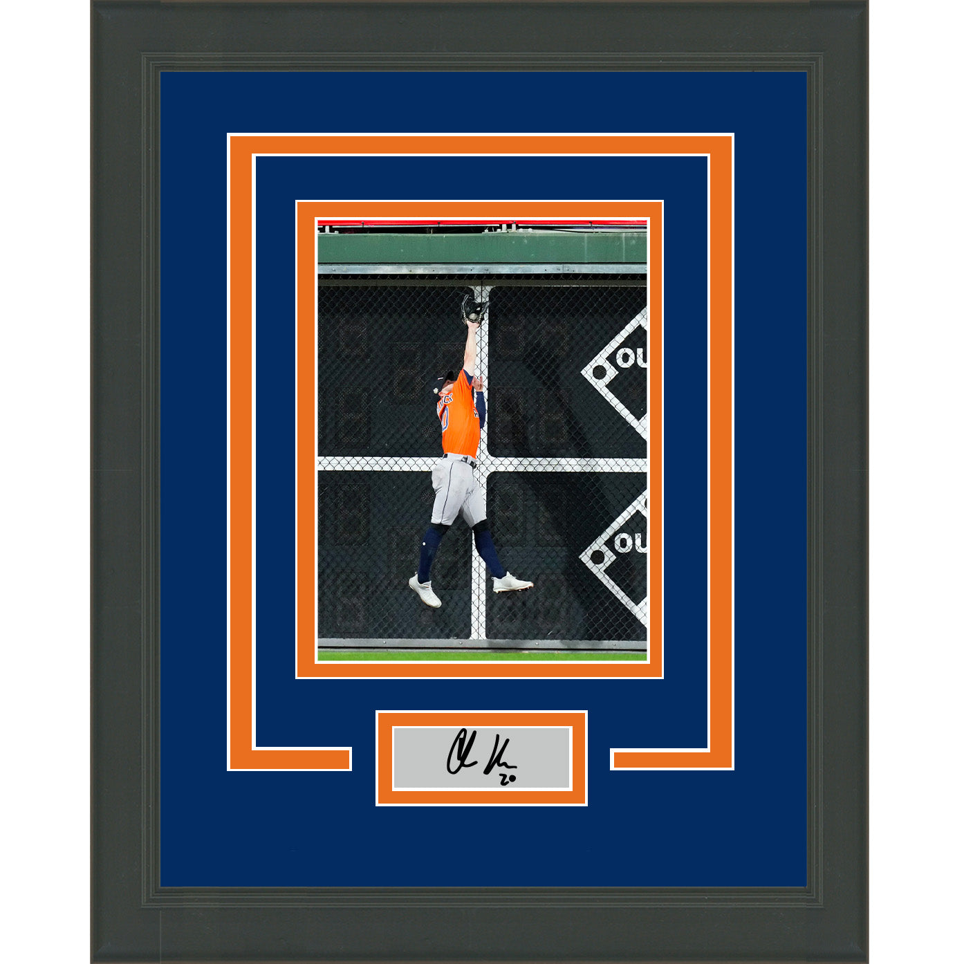 Framed Chas McCormick 2022 World Series Game 5 Saving Catch Facsimile Laser Engraved Signature Auto Houston Astros 11x14 Baseball Photo