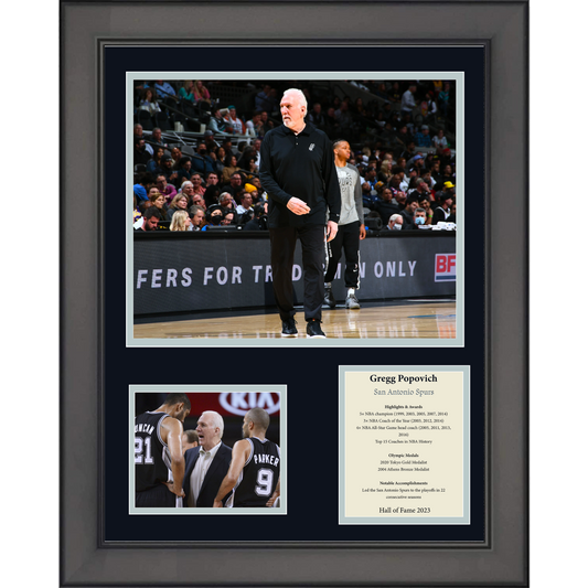 Framed Gregg Popovich Hall of Fame San Antonio Spurs Basketball 11"x14" Three Photo Collage