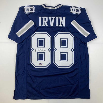 Facsimile Autographed Michael Irvin Dallas Blue Reprint Laser Auto Football Jersey Size Men's XL