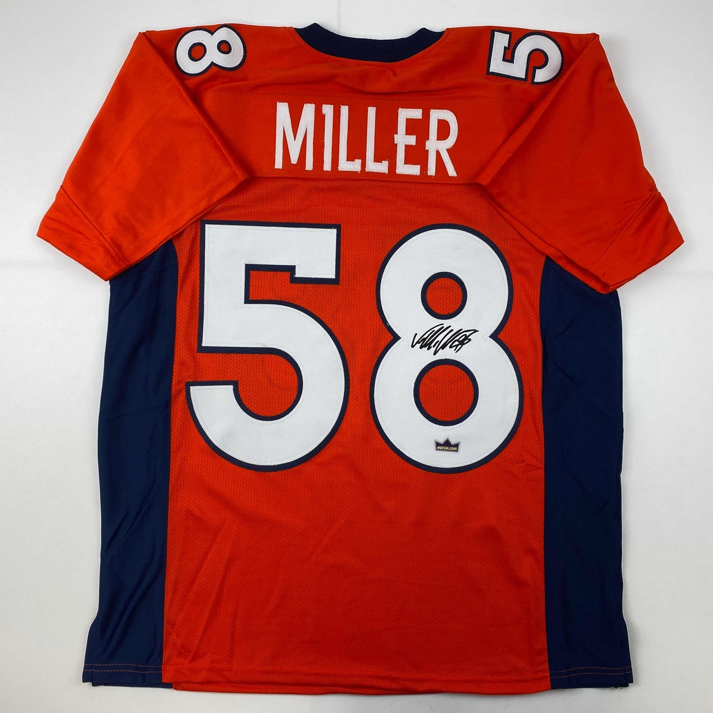 Facsimile Autographed Von Miller Denver Orange Reprint Laser Auto Football Jersey Size Men's XL