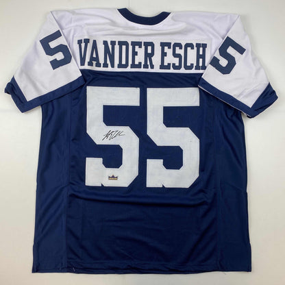 Facsimile Autographed Leighton Vander Esch Dallas Thanksgiving Day Reprint Laser Auto Football Jersey Size Men's XL
