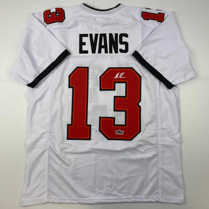 Facsimile Autographed Mike Evans Tampa Bay White Reprint Laser Auto Football Jersey Size Men's XL