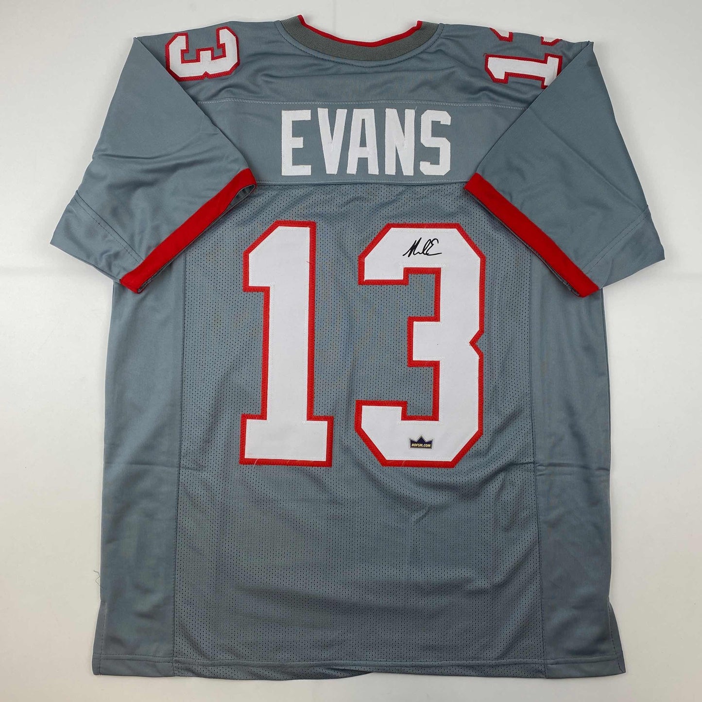 Facsimile Autographed Mike Evans Tampa Bay Grey Pewter Reprint Laser Auto Football Jersey Size Men's XL
