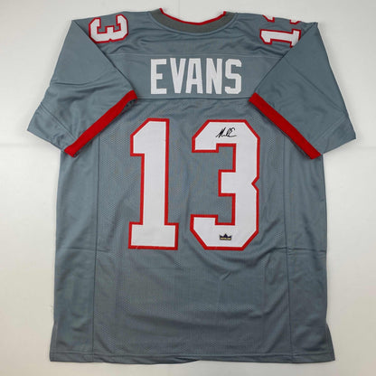 Facsimile Autographed Mike Evans Tampa Bay Grey Pewter Reprint Laser Auto Football Jersey Size Men's XL