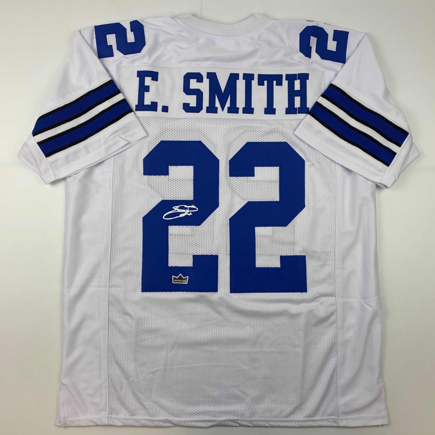 Facsimile Autographed Emmitt Smith Dallas White Reprint Laser Auto Football Jersey Size Men's XL