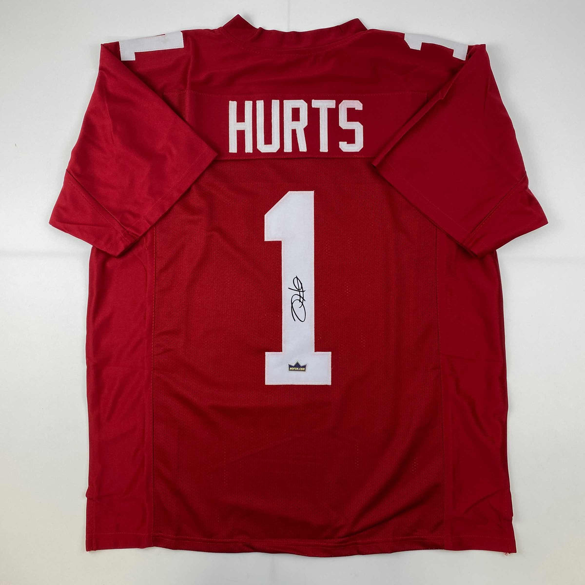 Facsimile Autographed Jalen Hurts Oklahoma Red Reprint Laser Auto College Football Jersey Size Men's XL