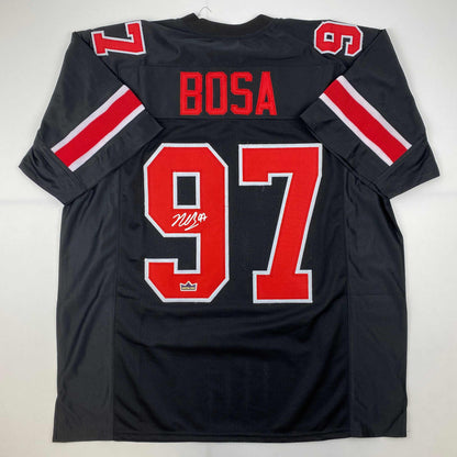 Facsimile Autographed Nick Bosa Ohio State Black Reprint Laser Auto College Football Jersey Size Men's XL