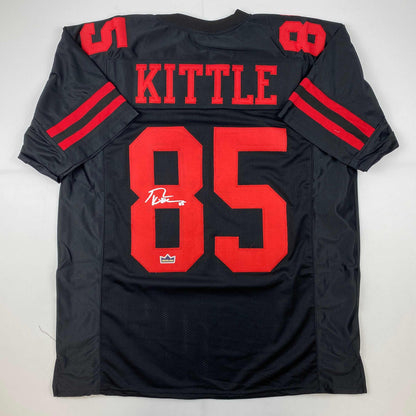Facsimile Autographed George Kittle San Francisco Black Reprint Laser Auto Football Jersey Size Men's XL