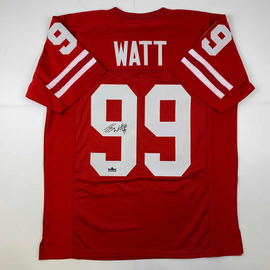 Facsimile Autographed J.J. JJ Watt Wisconsin Red Reprint Laser Auto College Football Jersey Size Men's XL