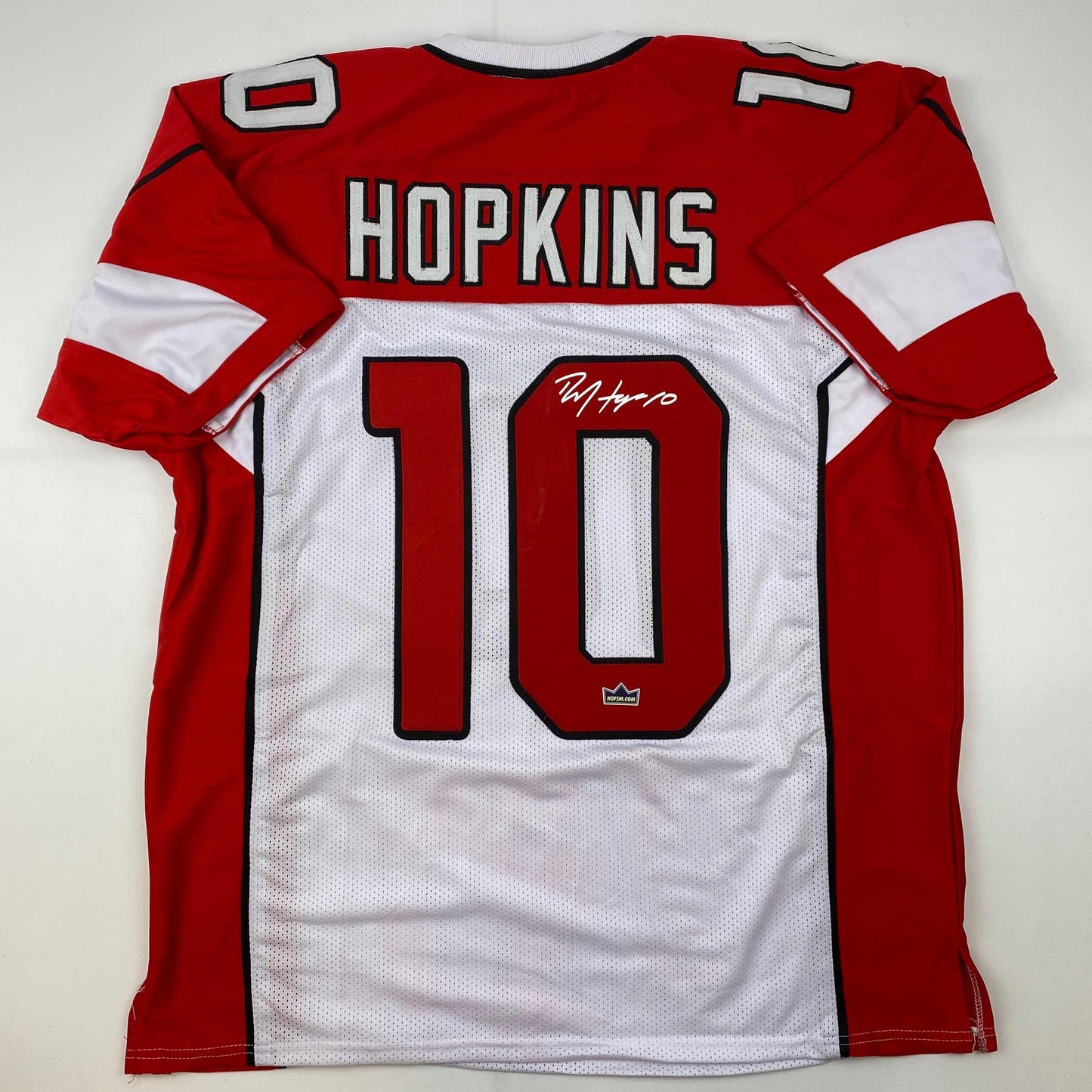 Facsimile Autographed DeAndre Hopkins Arizona White Reprint Laser Auto Football Jersey Size Men's XL
