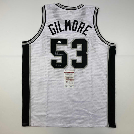 Autographed/Signed Artis Gilmore HOF 11 San Antonio White Basketball Jersey JSA COA