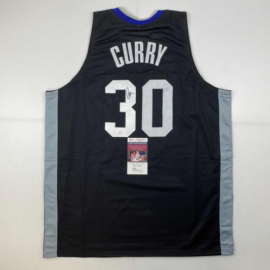 Autographed/Signed Stephen Steph Curry Golden State Black Basketball Jersey JSA COA