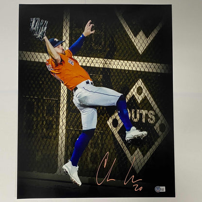 Autographed/Signed Chas McCormick Houston Astros 2022 World Series Catch 16x20 Baseball Photo Beckett BAS COA