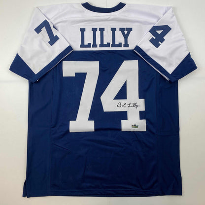 Facsimile Autographed Bob Lilly Dallas Thanksgiving Day Reprint Laser Auto Football Jersey Size Men's XL