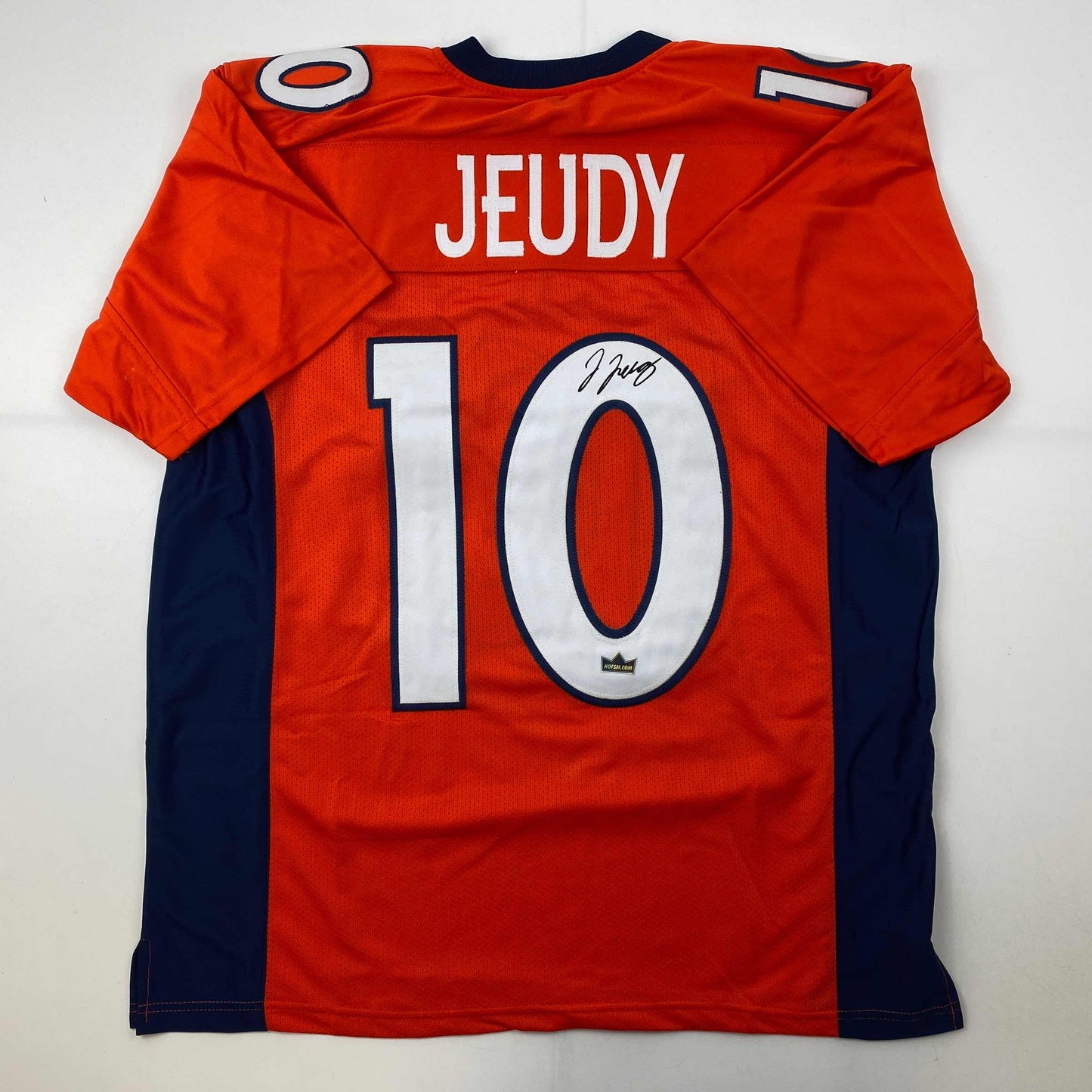 Facsimile Autographed Jerry Jeudy Denver Orange Reprint Laser Auto Football Jersey Size Men's XL