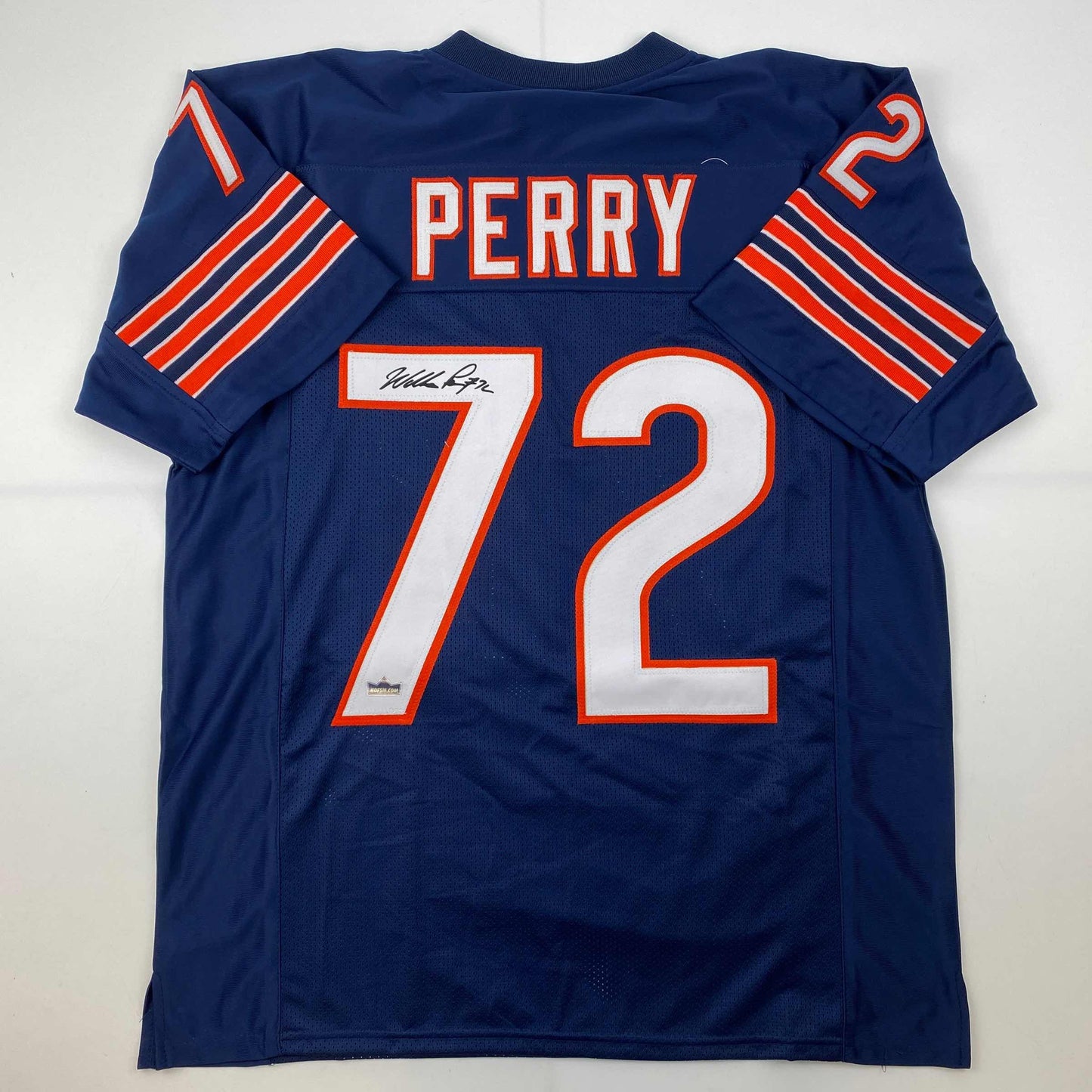 Facsimile Autographed William Perry The Refrigerator Chicago Blue Reprint Laser Auto Football Jersey Size Men's XL