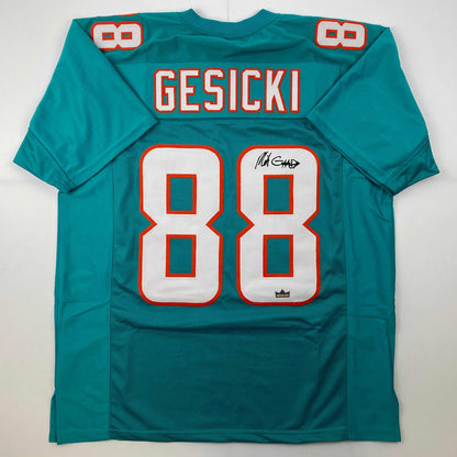 Facsimile Autographed Mike Gesicki Miami Teal Reprint Laser Auto Football Jersey Size Men's XL