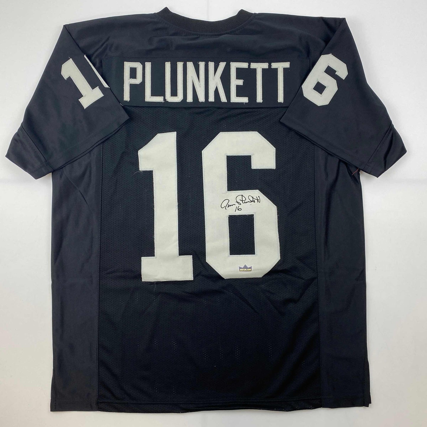 Facsimile Autographed Jim Plunkett Oakland Las Vegas Black Reprint Laser Auto Football Jersey Size Men's XL