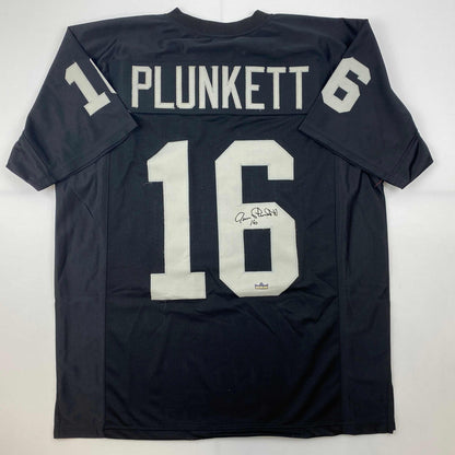 Facsimile Autographed Jim Plunkett Oakland Las Vegas Black Reprint Laser Auto Football Jersey Size Men's XL