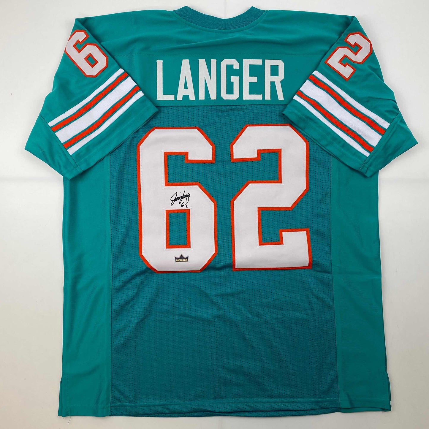 Facsimile Autographed Jim Langer Miami Teal Reprint Laser Auto Football Jersey Size Men's XL