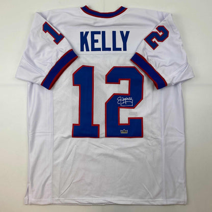 Facsimile Autographed Jim Kelly Buffalo White Reprint Laser Auto Football Jersey Size Men's XL