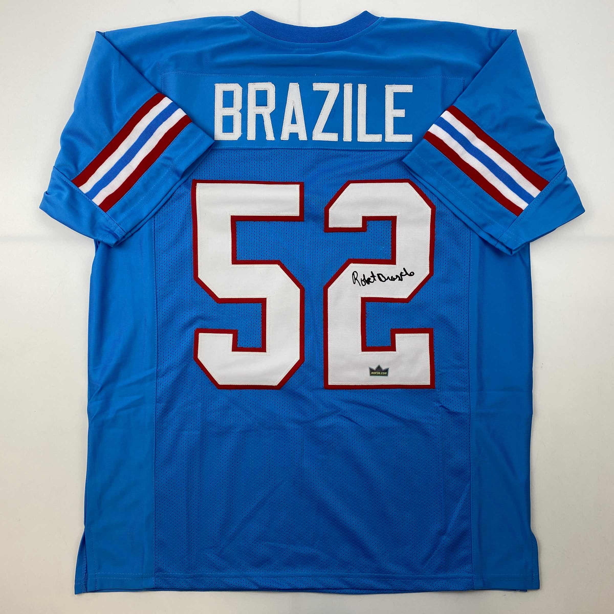 Facsimile Autographed Robert Brazile Houston Blue Reprint Laser Auto Football Jersey Size Men's XL