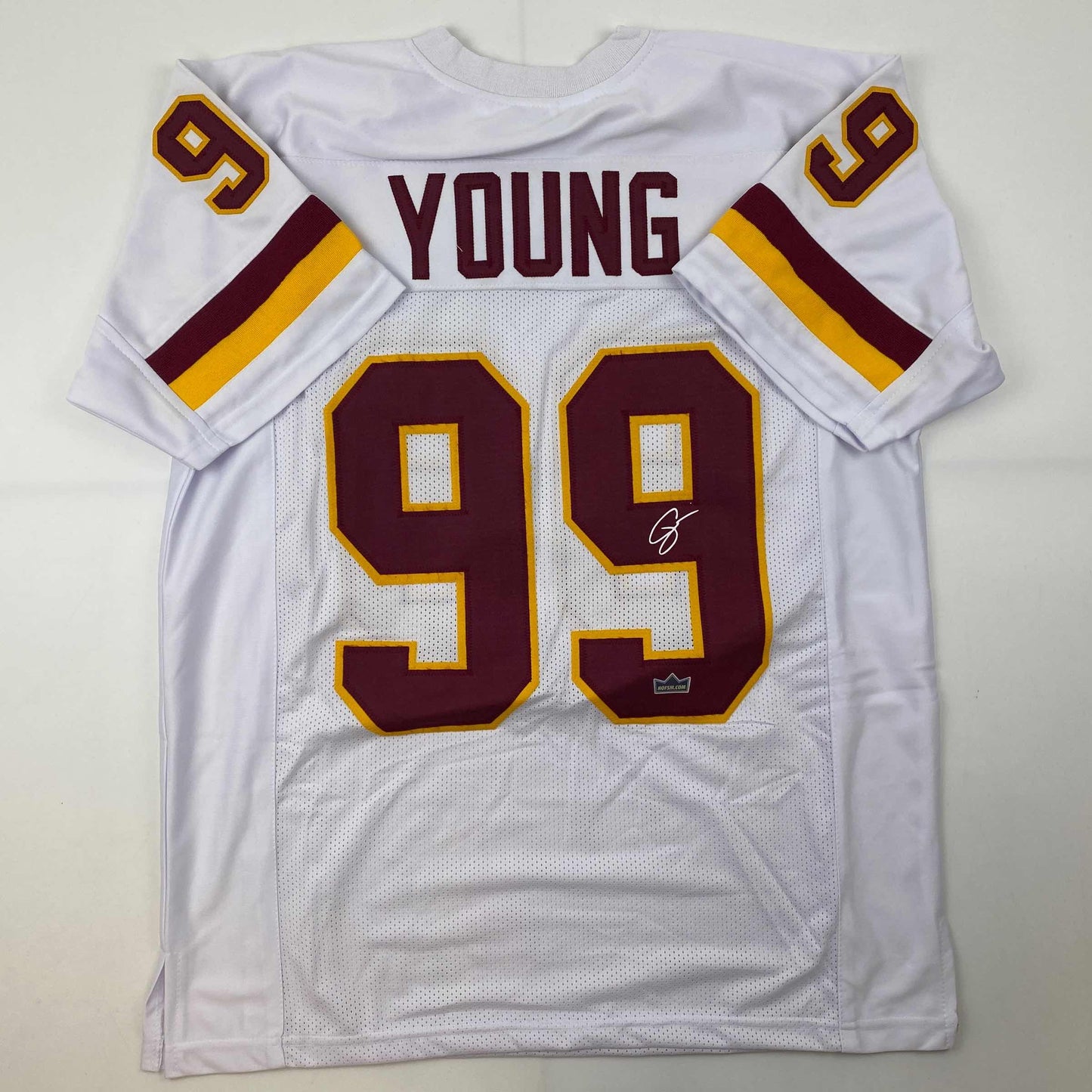 Facsimile Autographed Chase Young Washington White Reprint Laser Auto Football Jersey Size Men's XL