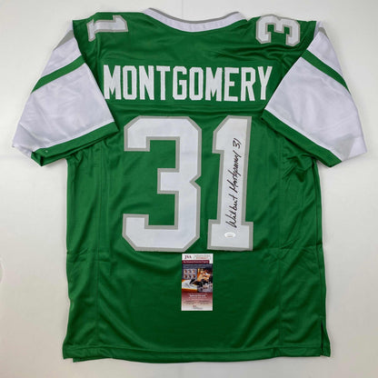 Autographed/Signed Wilbert Montgomery Philadelphia Green Football Jersey JSA COA