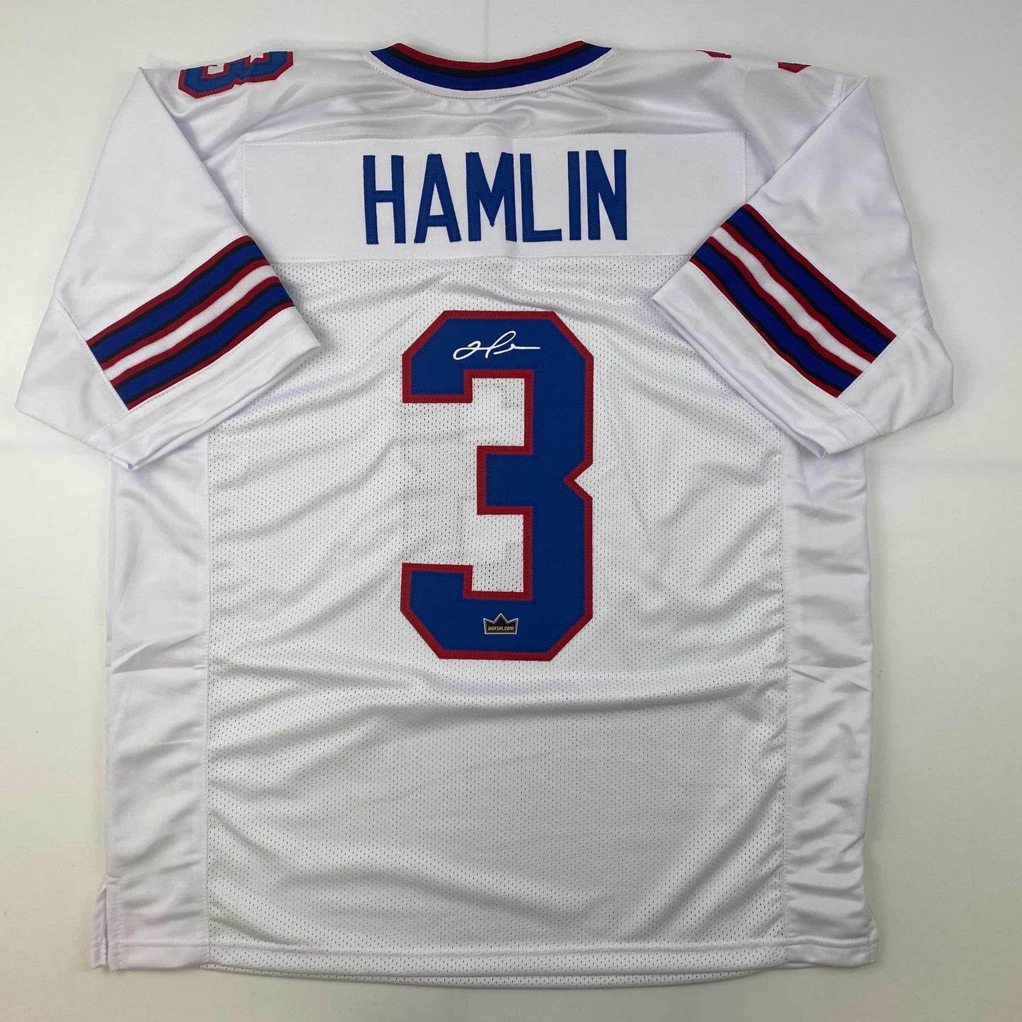 Facsimile Autographed Damar Hamlin Buffalo White Reprint Laser Auto Football Jersey Size Men's XL