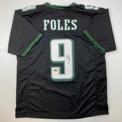 Facsimile Autographed Nick Foles Philadelphia Black Reprint Laser Auto Football Jersey Size Men's XL