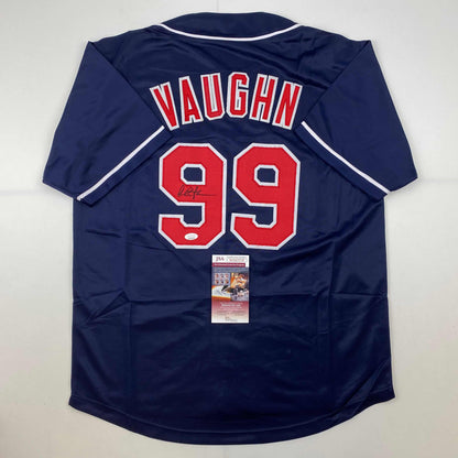 Autographed/Signed Charlie Sheen Wild Thing Ricky Vaughn Major League Movie Blue Baseball Jersey JSA COA