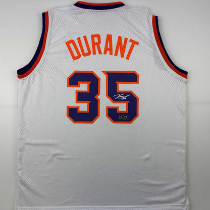 Facsimile Autographed Kevin Durant Phoenix White Reprint Laser Auto Basketball Jersey Size Men's XL