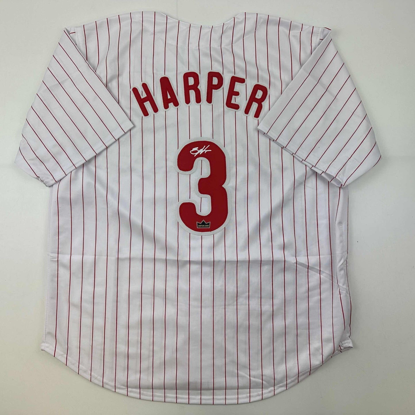 Facsimile Autographed Bryce Harper Philadelphia Pinstripe Reprint Laser Auto Baseball Jersey Size Men's XL