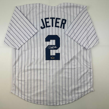 Facsimile Autographed Derek Jeter New York Pinstripe Reprint Laser Auto Baseball Jersey Size Men's XL